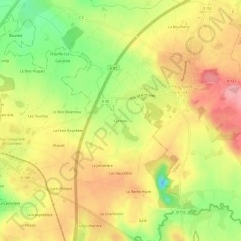 Corniou地形图、海拔、地势