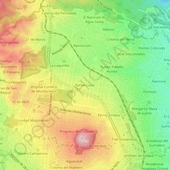 Rafael Lucio地形图、海拔、地势