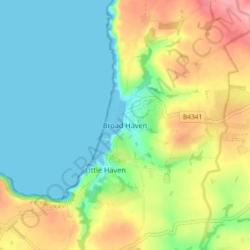 Broad Haven地形图、海拔、地势