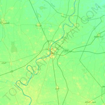 بنها地形图、海拔、地势