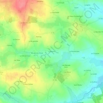 La Rivière地形图、海拔、地势