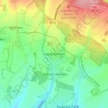 Upper Enham地形图、海拔、地势