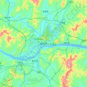 梧州市地形图、海拔、地势