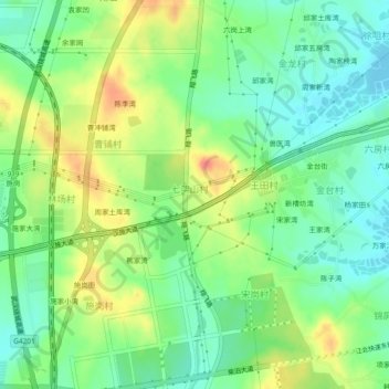 七架新村地形图、海拔、地势