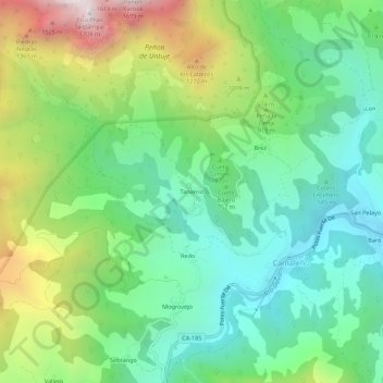 Tanarrio地形图、海拔、地势