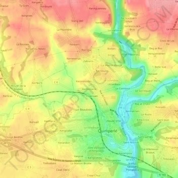 Kerfontaine地形图、海拔、地势