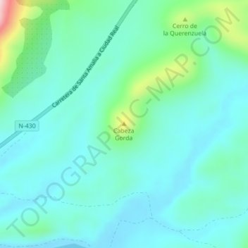 Cabeza Gorda地形图、海拔、地势