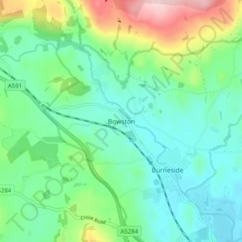 Bowston地形图、海拔、地势