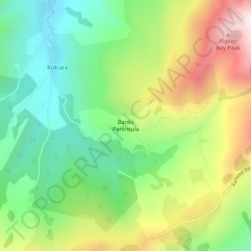 Banks Peninsula地形图、海拔、地势