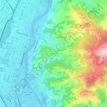 Cavoretto地形图、海拔、地势