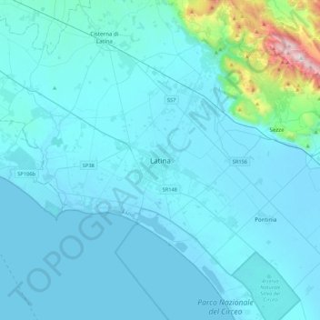 Latina地形图、海拔、地势