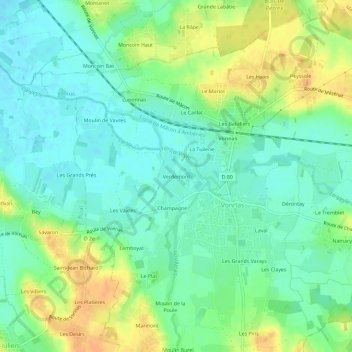 Verdemont地形图、海拔、地势