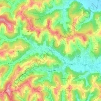 Axbach地形图、海拔、地势