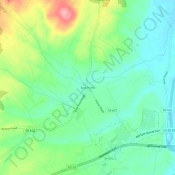 East Point地形图、海拔、地势
