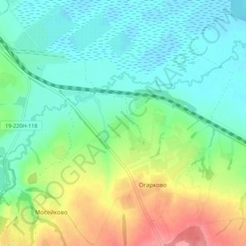 Кишкино地形图、海拔、地势