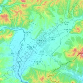 珲春市地形图、海拔、地势