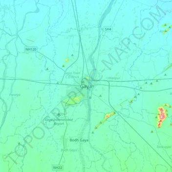 Gaya地形图、海拔、地势