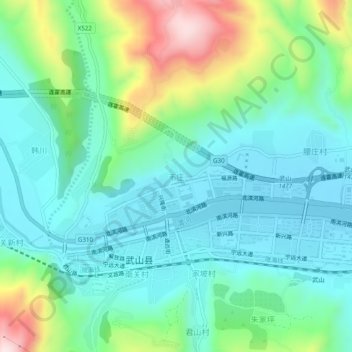 韦庄地形图、海拔、地势