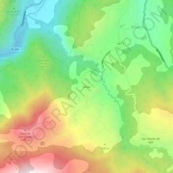 Gabás地形图、海拔、地势