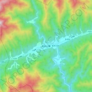 青木川镇地形图、海拔、地势