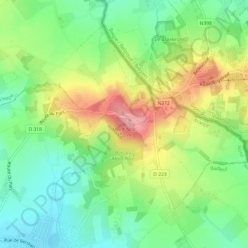 Mont Noir地形图、海拔、地势