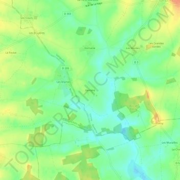 Verrière地形图、海拔、地势