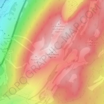 Le Noirmont地形图、海拔、地势