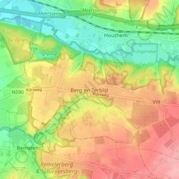 Berg en Terblijt地形图、海拔、地势