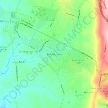 Glenbrook Estates地形图、海拔、地势