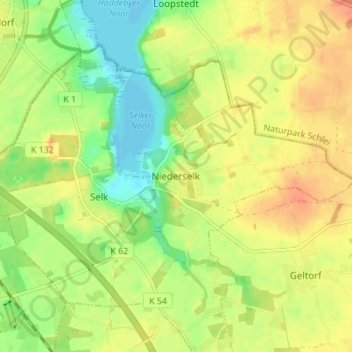 Niederselk地形图、海拔、地势