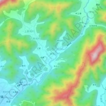 牛角口地形图、海拔、地势