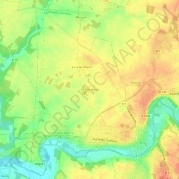 Le Petit Breuil地形图、海拔、地势