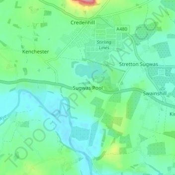 Sugwas Pool地形图、海拔、地势
