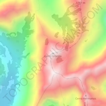 Cerro Granito地形图、海拔、地势
