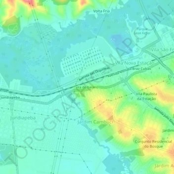 vila do baiano地形图、海拔、地势