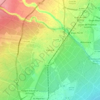 Vila-real地形图、海拔、地势