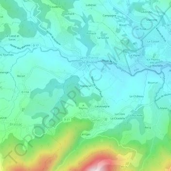 Majoural地形图、海拔、地势