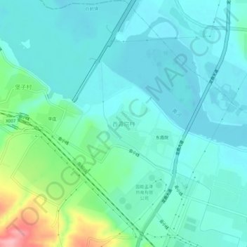 西霞院村地形图、海拔、地势