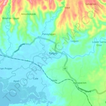 Ragay地形图、海拔、地势