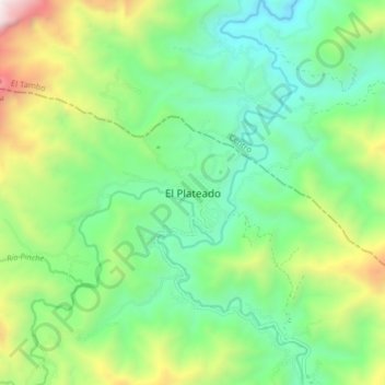 El Plateado地形图、海拔、地势