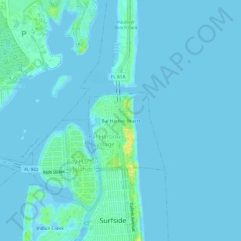 Bal Harbor Beach地形图、海拔、地势