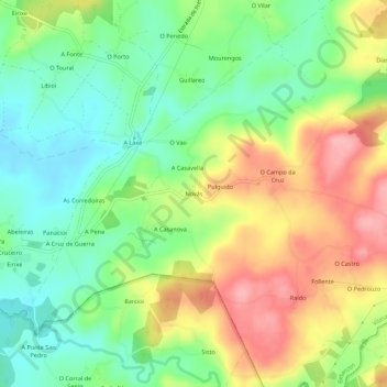 Novás地形图、海拔、地势