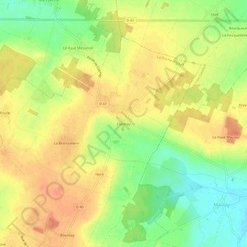 Claunay地形图、海拔、地势