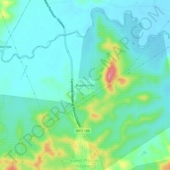 Buena Vista地形图、海拔、地势