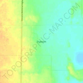 Stalwart地形图、海拔、地势