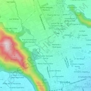 San Juan Bautista地形图、海拔、地势