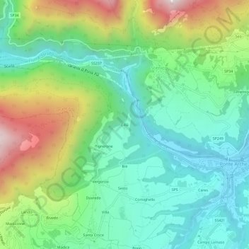 Cillà地形图、海拔、地势
