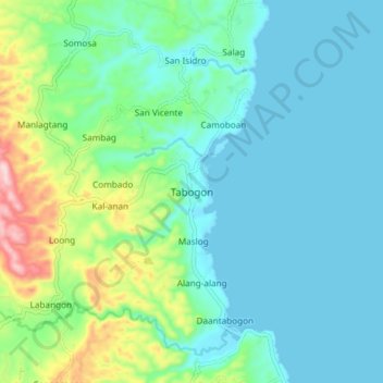 Tabogon地形图、海拔、地势