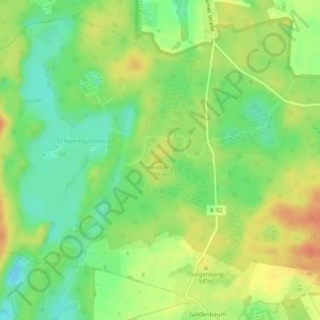 Heidberg地形图、海拔、地势