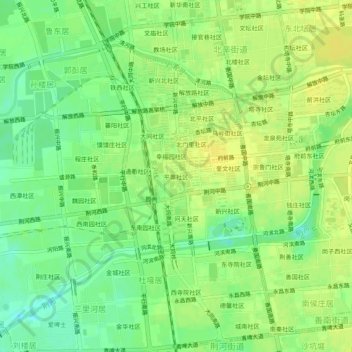平等社区地形图、海拔、地势